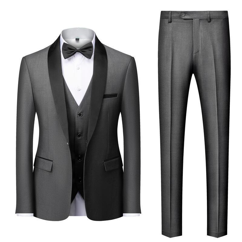 Men's Suit Set Green Fruit Collar Stage Suit Dress Host Performance Bridegroom Best Man Three-piece Suit - Cruish Home