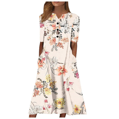 Women's Long Sleeve Long Printed Dress - Cruish Home