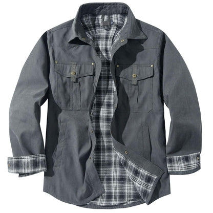 Lapel Plaid Flannel Casual Retro Western Style Jacket - Cruish Home