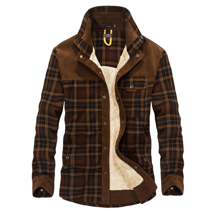 Winter Jacket Men Thicken Warm Fleece Jackets Coats Pure Cotton Plaid Jacket Military Clothes - Cruish Home