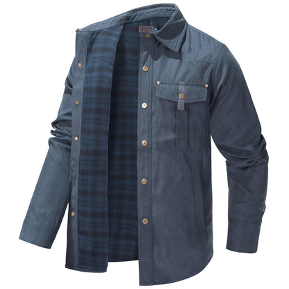 Lapel Plaid Flannel Casual Retro Western Style Jacket - Cruish Home