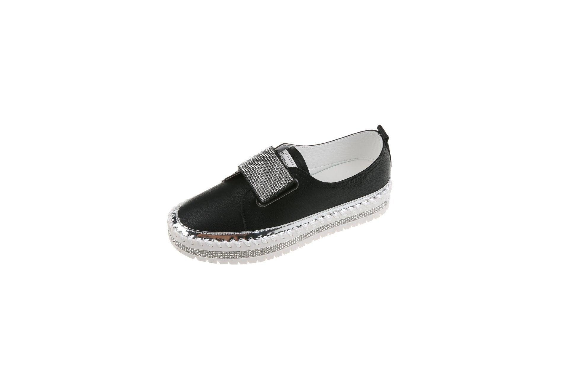 Thick Soled Rhinestone Velcro Baotou Shoes Muffin Half Slipper Female - Cruish Home