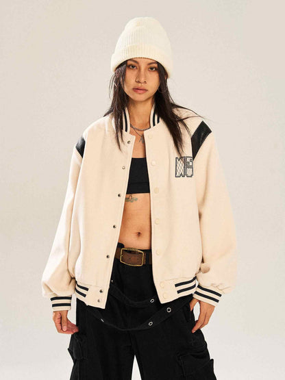 Contrast Color Embroidered Couple's Baseball Uniform Jacket Coat