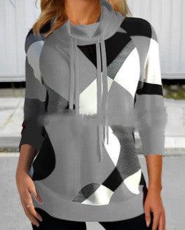 Women's Fashion Printing Turtleneck Sweater - Cruish Home