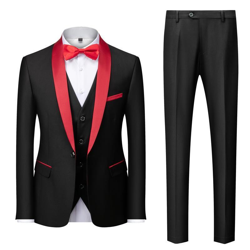 Men's Suit Set Green Fruit Collar Stage Suit Dress Host Performance Bridegroom Best Man Three-piece Suit - Cruish Home