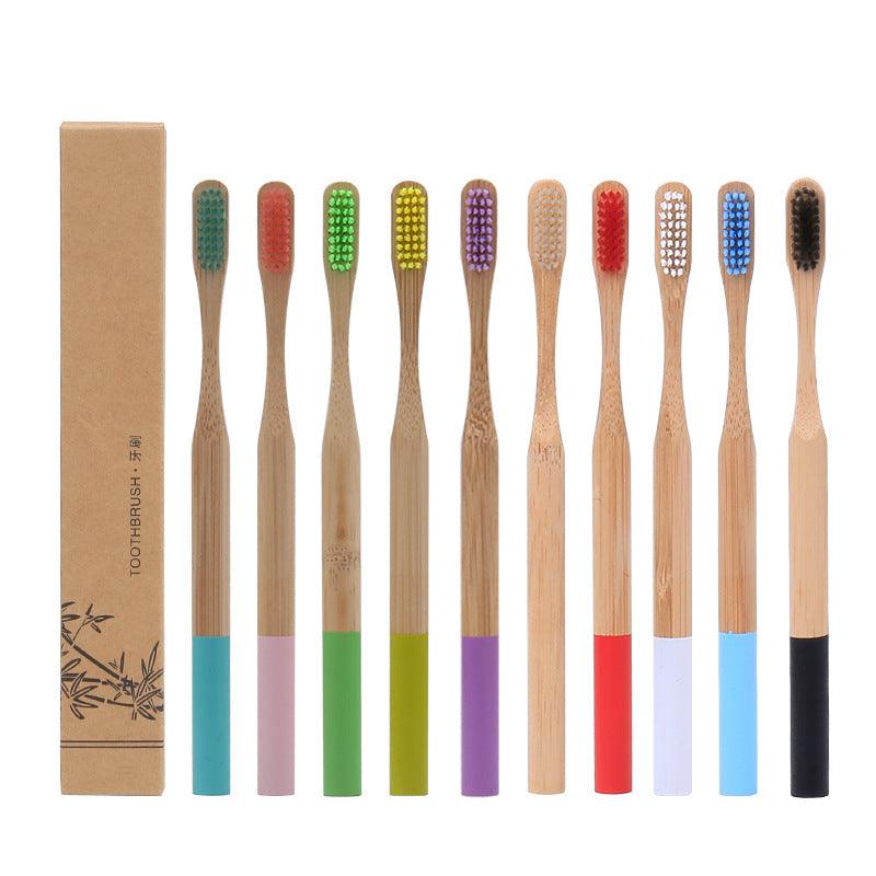 Natural bamboo handle round bamboo toothbrush - Cruish Home