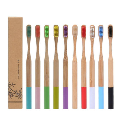 Natural bamboo handle round bamboo toothbrush - Cruish Home