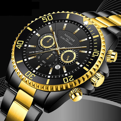 Luxury Gold Green Watch Men's Waterproof Stainless Steel Luminous - Cruish Home