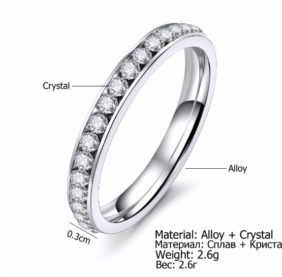 Diamond Ring Full Diamond Ring Female Ring Wholesale High Gloss Single Row Diamond Circle - Cruish Home