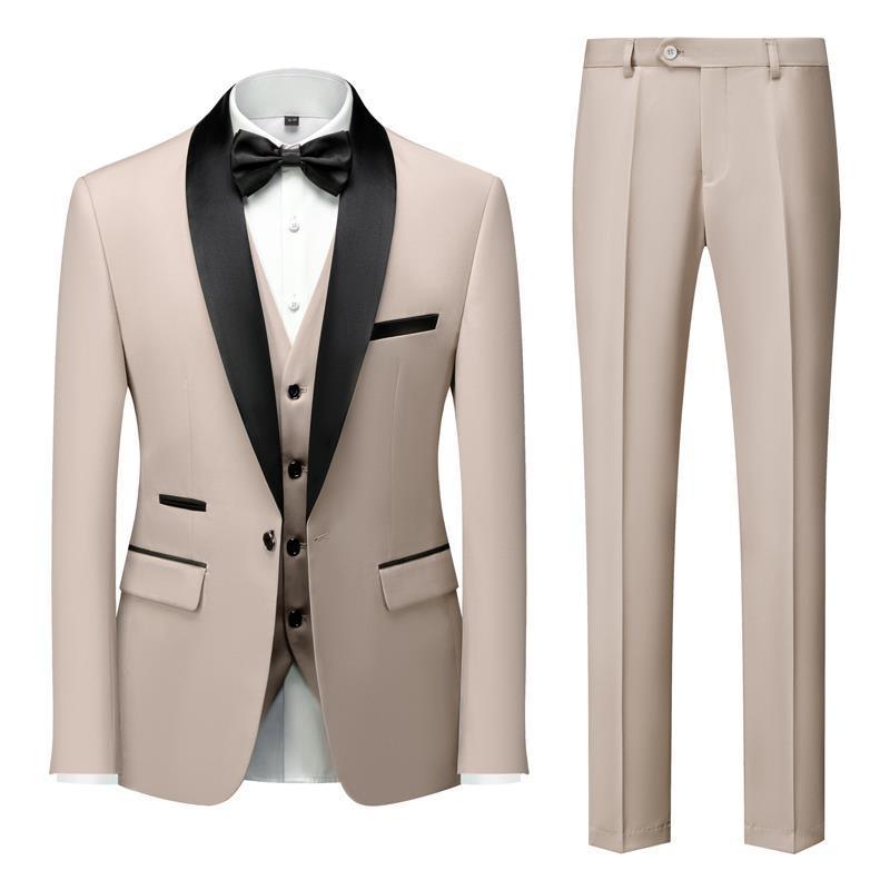 Men's Suit Set Green Fruit Collar Stage Suit Dress Host Performance Bridegroom Best Man Three-piece Suit - Cruish Home