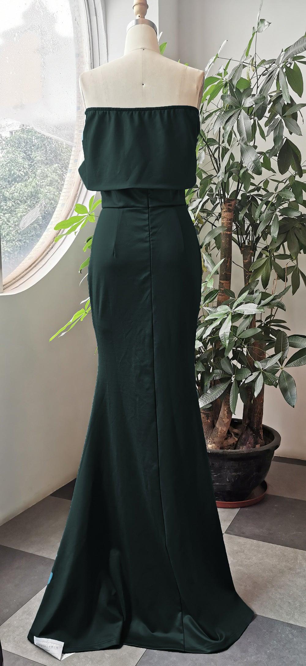 One-shoulder Long Skirt, Chest-wrapped Waist And Floor-standing Pencil Dress - Cruish Home