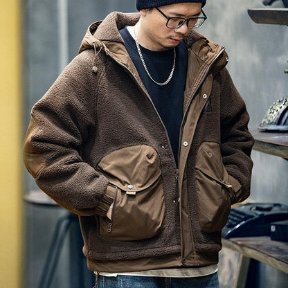 Lambswool Hooded Coat For Men Loose And Warm - Cruish Home