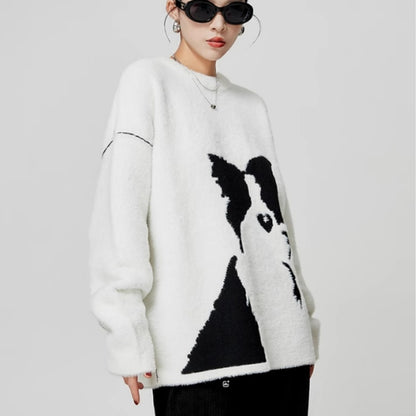 Loose Casual White Soft Glutinous Lazy Sweater