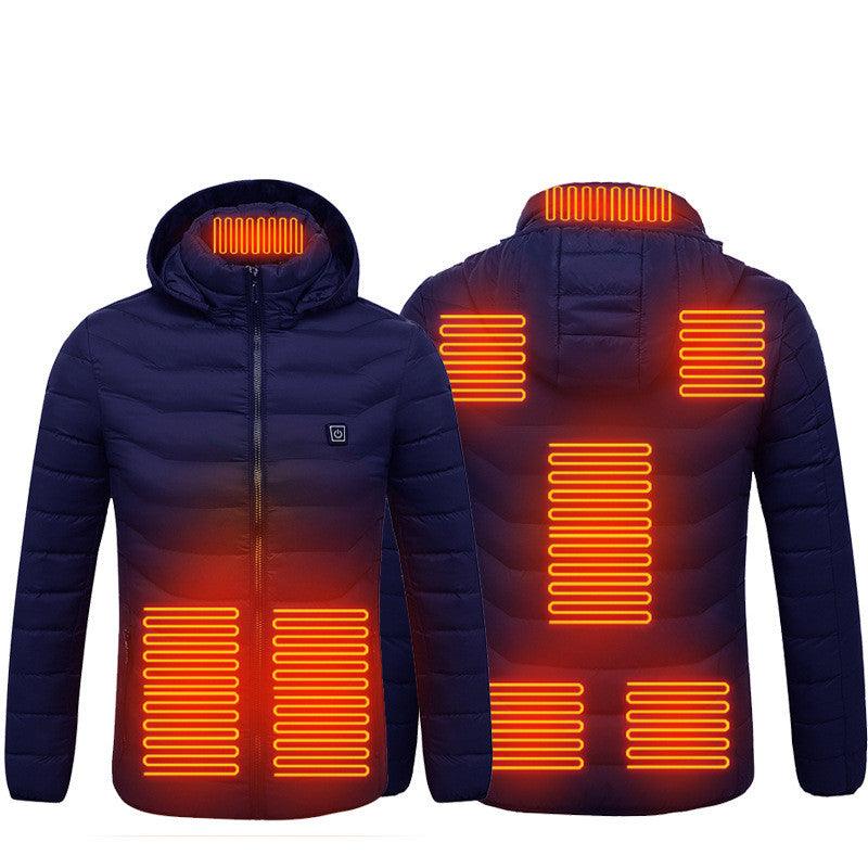 Men Heated Puffer Jacket Electric Heating Coat Insulated Hood Windbreaker - Cruish Home