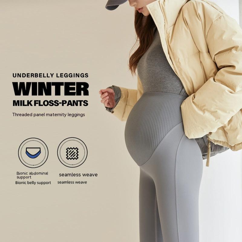 Fleece-lined High-waist Belly Supporting Pants Casual Thick Autumn And Winter New Shark Maternity Pants - Cruish Home