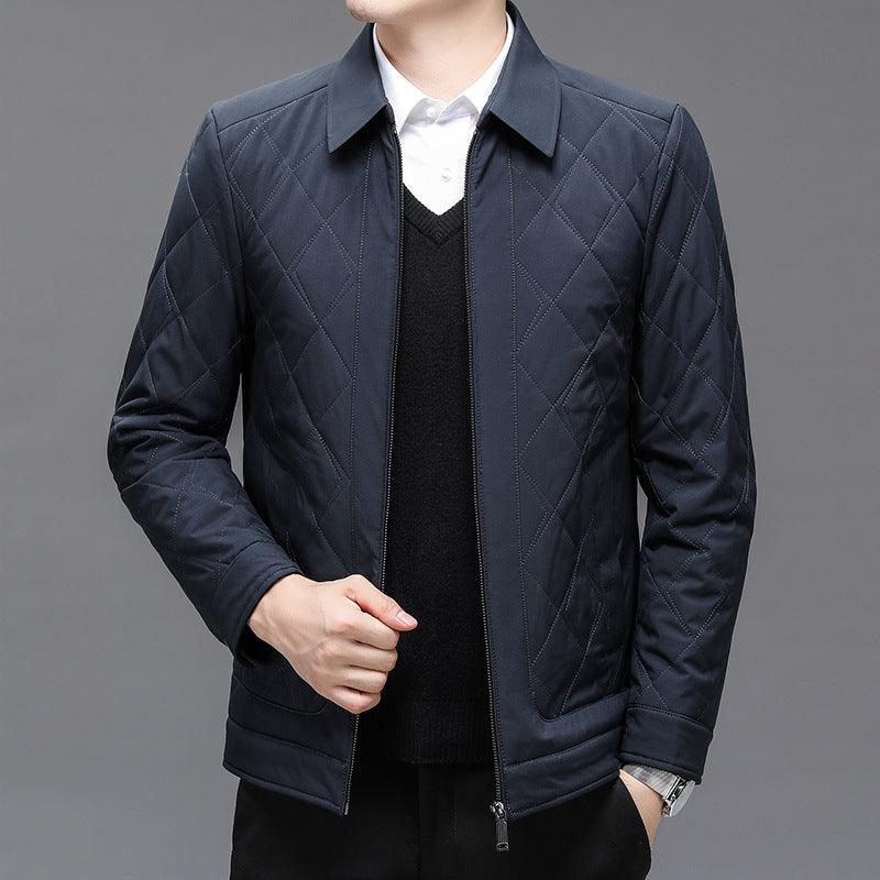 Thin Cotton-padded Jacket Middle-aged And Elderly Men's Cardigan Solid Color Plus Size Coat - Cruish Home