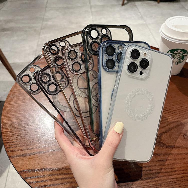 Electroplating Soft Diamond Ring Phone Case Drill Leakage Standard Mobile Phone Case Lens Film - Cruish Home