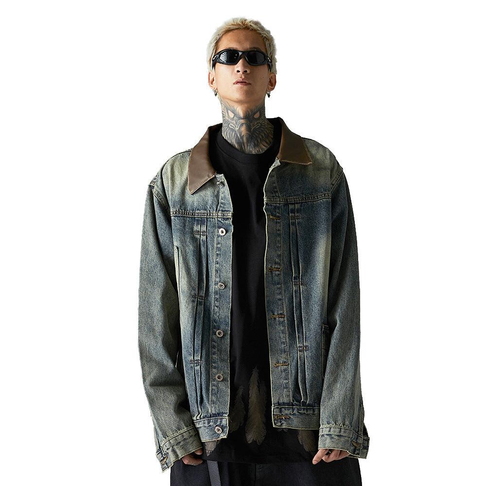 Washed And Worn Denim Jacket Men - Cruish Home