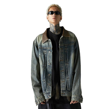 Washed And Worn Denim Jacket Men - Cruish Home