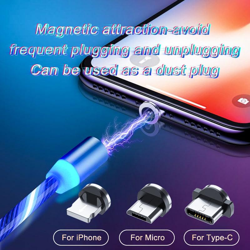 Magnetic Charging Cable Streamer Fast Charging Cable Lighting Micro USB Cable LED Magnet Charger Type-C Cable - Cruish Home