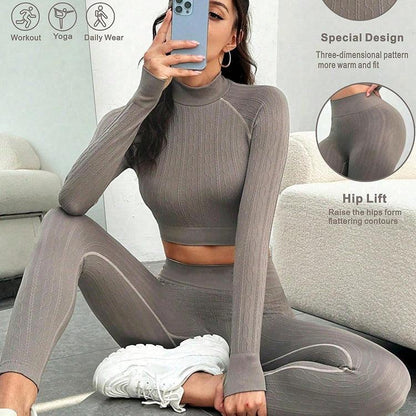 Women's Peach Fitness Sports Tight Long Sleeve High Waist Nude Feel Running Hip Raise Underwear Yoga Clothes - Cruish Home