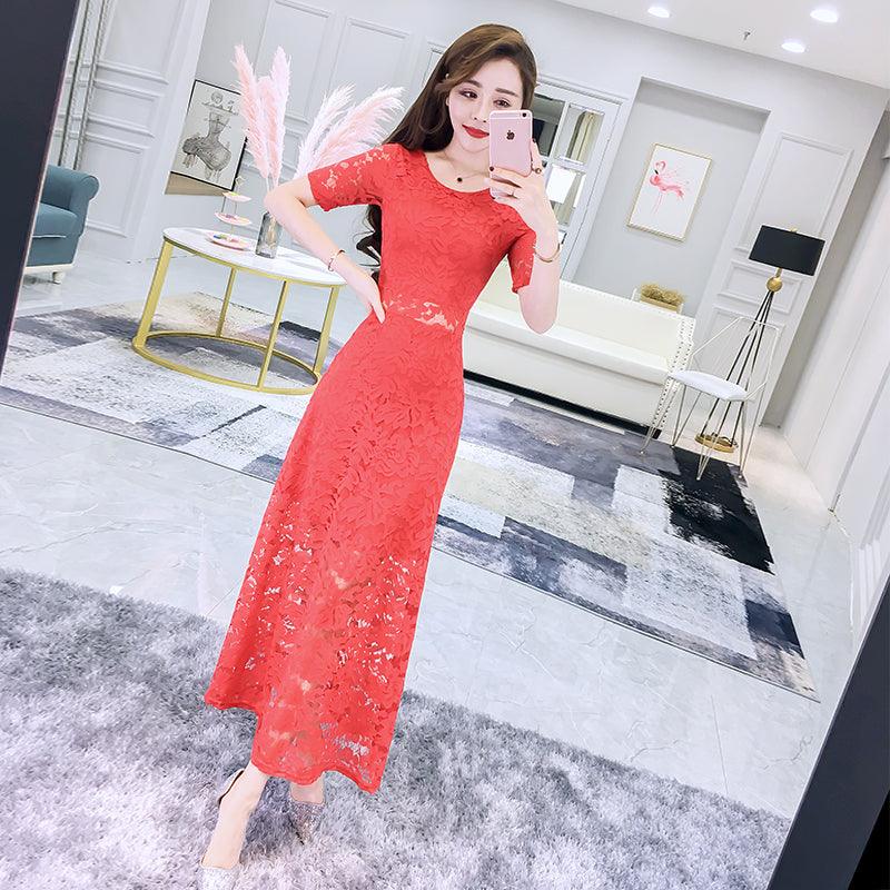 Temperament Slim Slim Sexy Long-sleeved Lace Dress - Cruish Home