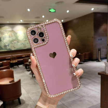 Phone Case Accessories Love Crystal Diamond Edge Electroplating Protective Cover - Cruish Home