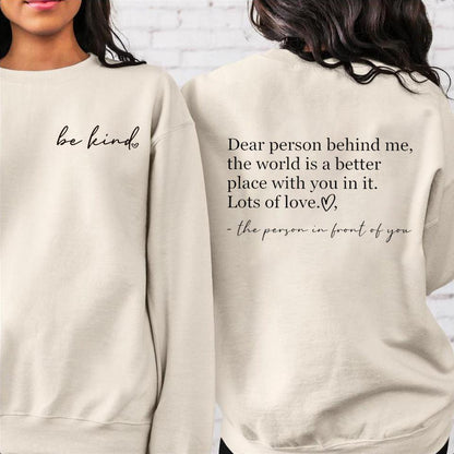 Tops Be Kind Logo Language Women's Blessing Inspirational Teacher Loose Sweater - Cruish Home