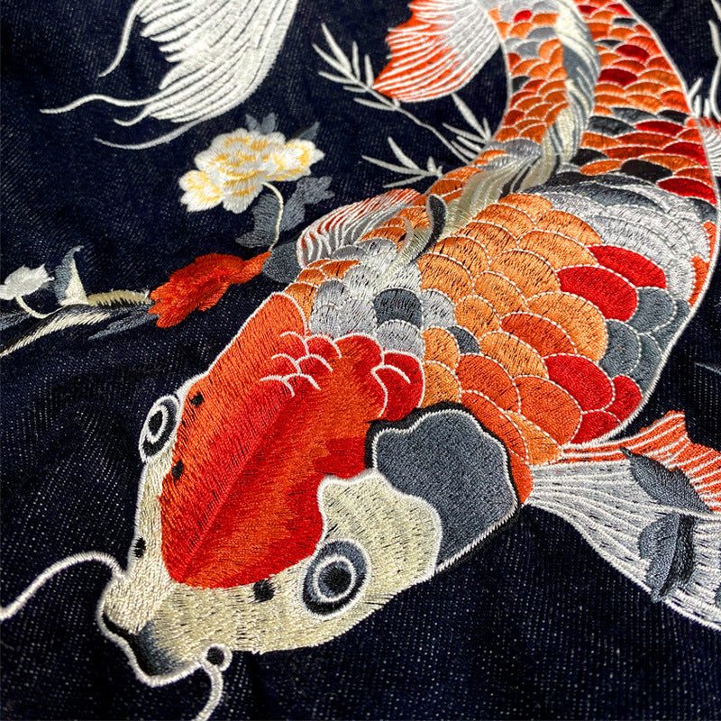 Autumn New Embroidered Koi Vintage Coat