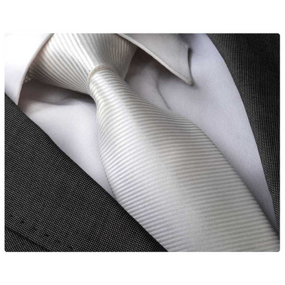 Men's Fashion White Silk Neck Tie With Gift Box