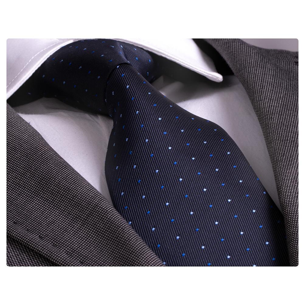 Amedeo Exclusive Men' s Fashion Blue Tones Polka Dot Silk Neck Tie