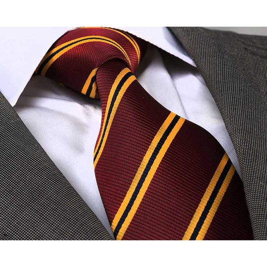 Men's Fashion Maroon Yellow Neck Tie Gift Box