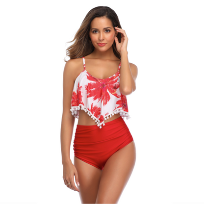 Red Palm Tree Tankini Set