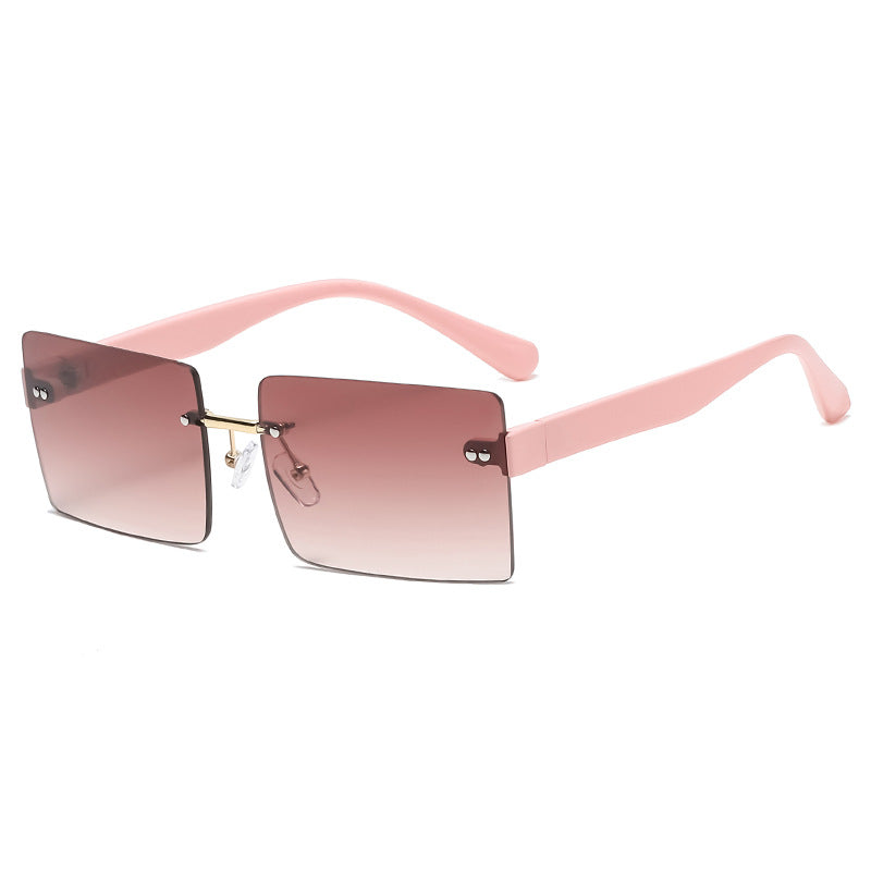 New Fashion Square Sunglasses Men And Women Rice Nail Frameless Sungla