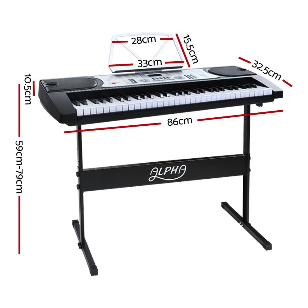 Alpha 61 Keys Electronic Piano Keyboard LED Electric Silver with Music