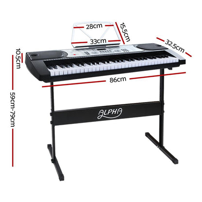 Alpha 61 Keys Electronic Piano Keyboard LED Electric Silver with Music