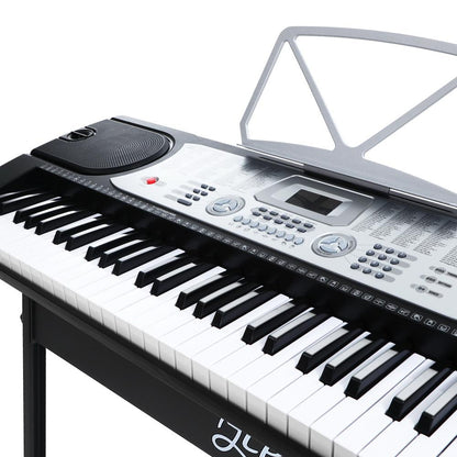 Alpha 61 Keys Electronic Piano Keyboard LED Electric Silver with Music