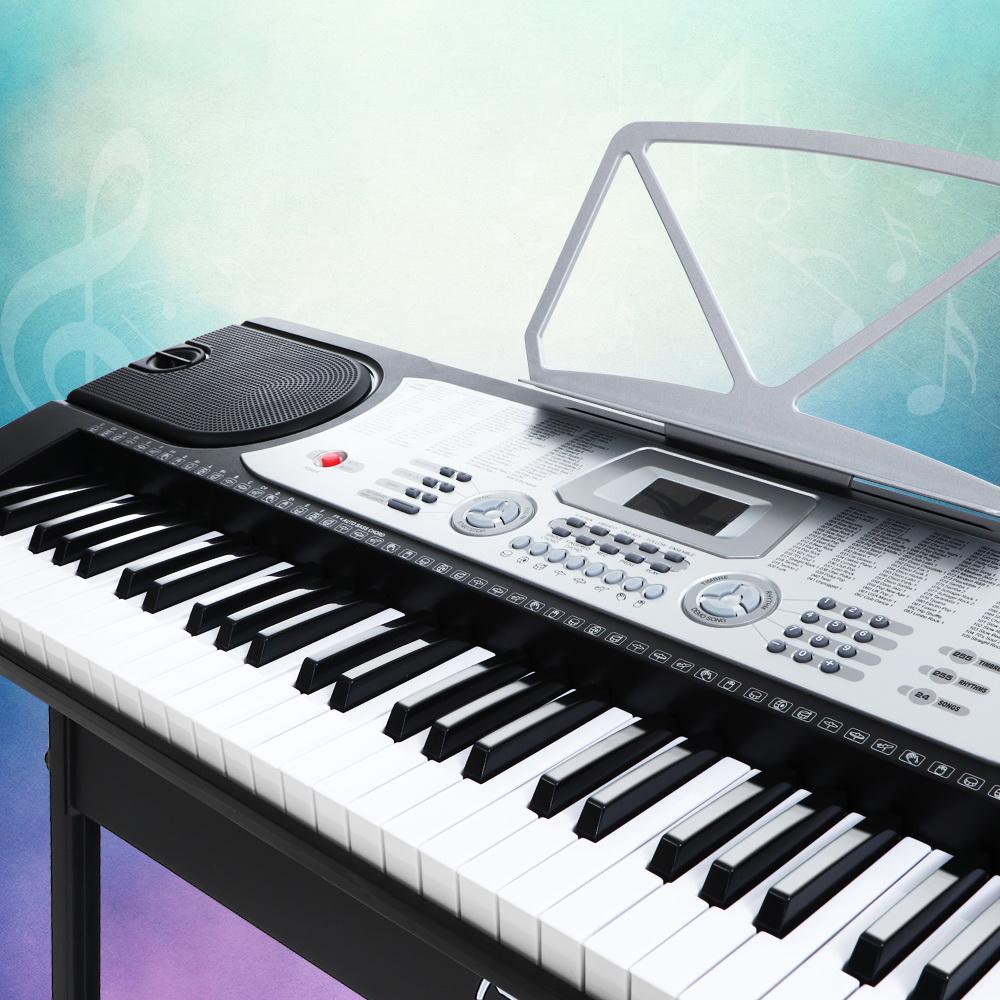 Alpha 61 Keys Electronic Piano Keyboard LED Electric Silver with Music