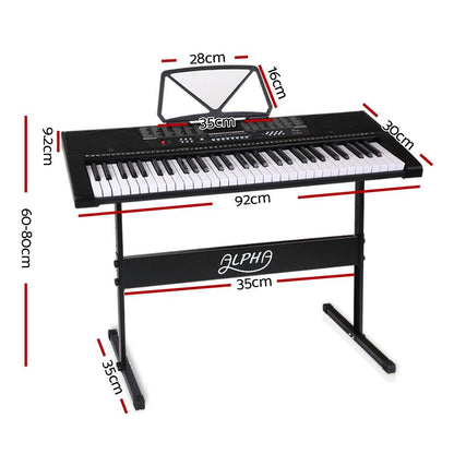 Alpha 61 Keys Electronic Piano Keyboard LED Electric w/Holder Music