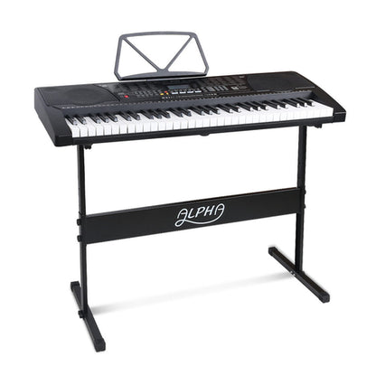 Alpha 61 Key Lighted Electronic Piano Keyboard LCD Electric w/ Holder