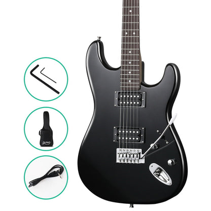 Alpha Electric Guitar Music String Instrument Rock Black Carry Bag