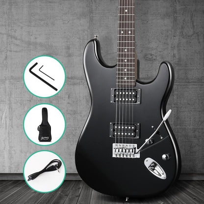 Alpha Electric Guitar Music String Instrument Rock Black Carry Bag