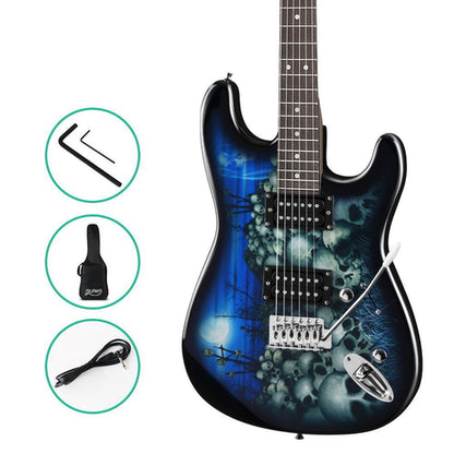 Alpha Electric Guitar Music String Instrument Rock Blue Carry Bag