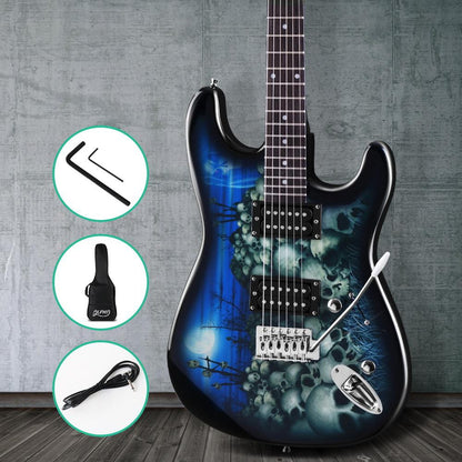 Alpha Electric Guitar Music String Instrument Rock Blue Carry Bag