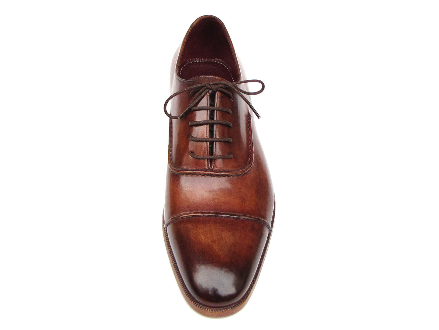 Paul Parkman Men's Captoe Oxfords Brown Hand Painted Shoes