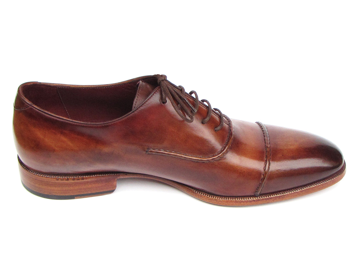 Paul Parkman Men's Captoe Oxfords Brown Hand Painted Shoes