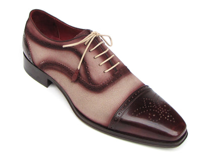 Paul Parkman Captoe Oxfords Bordeaux, Beige (ID#024-BRR)