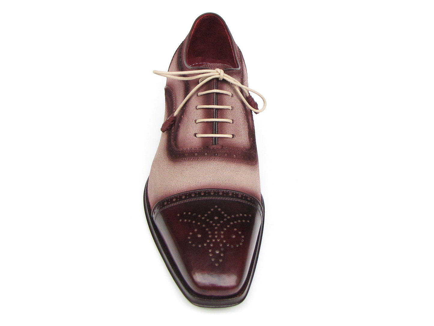 Paul Parkman Captoe Oxfords Bordeaux, Beige (ID#024-BRR)