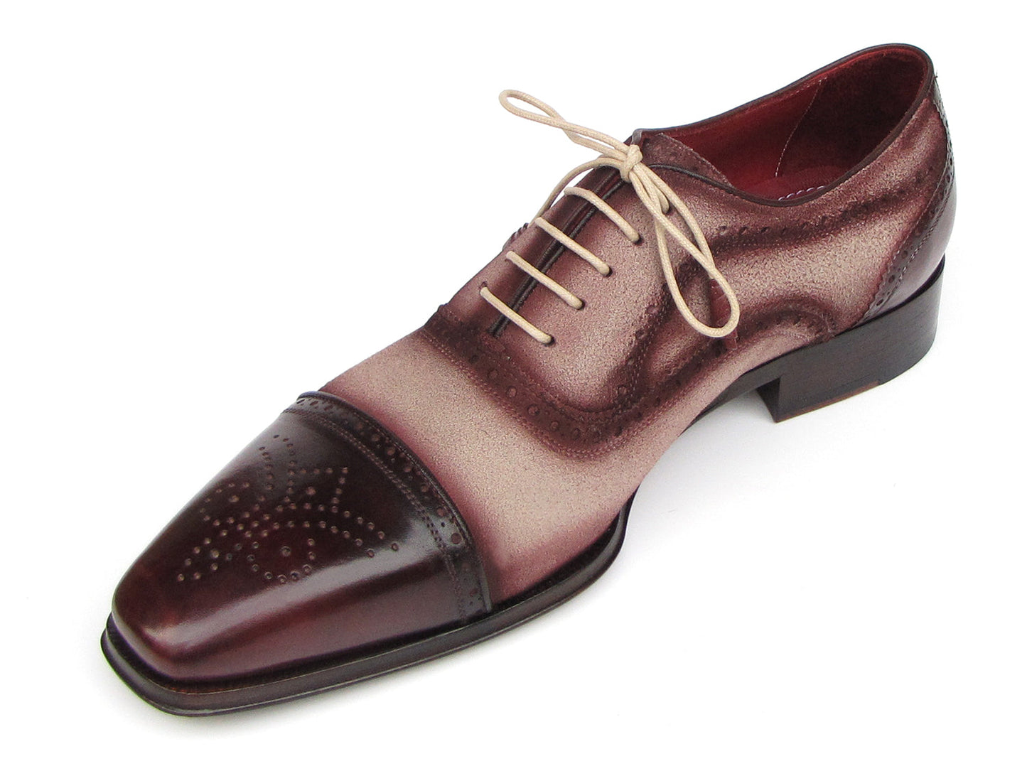 Paul Parkman Captoe Oxfords Bordeaux, Beige (ID#024-BRR)