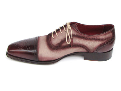 Paul Parkman Captoe Oxfords Bordeaux, Beige (ID#024-BRR)